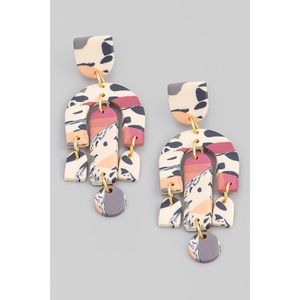 Multicolor geo arch dangle drop earrings